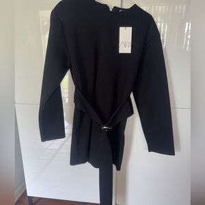 Zara Elegant Black Wrap Coat